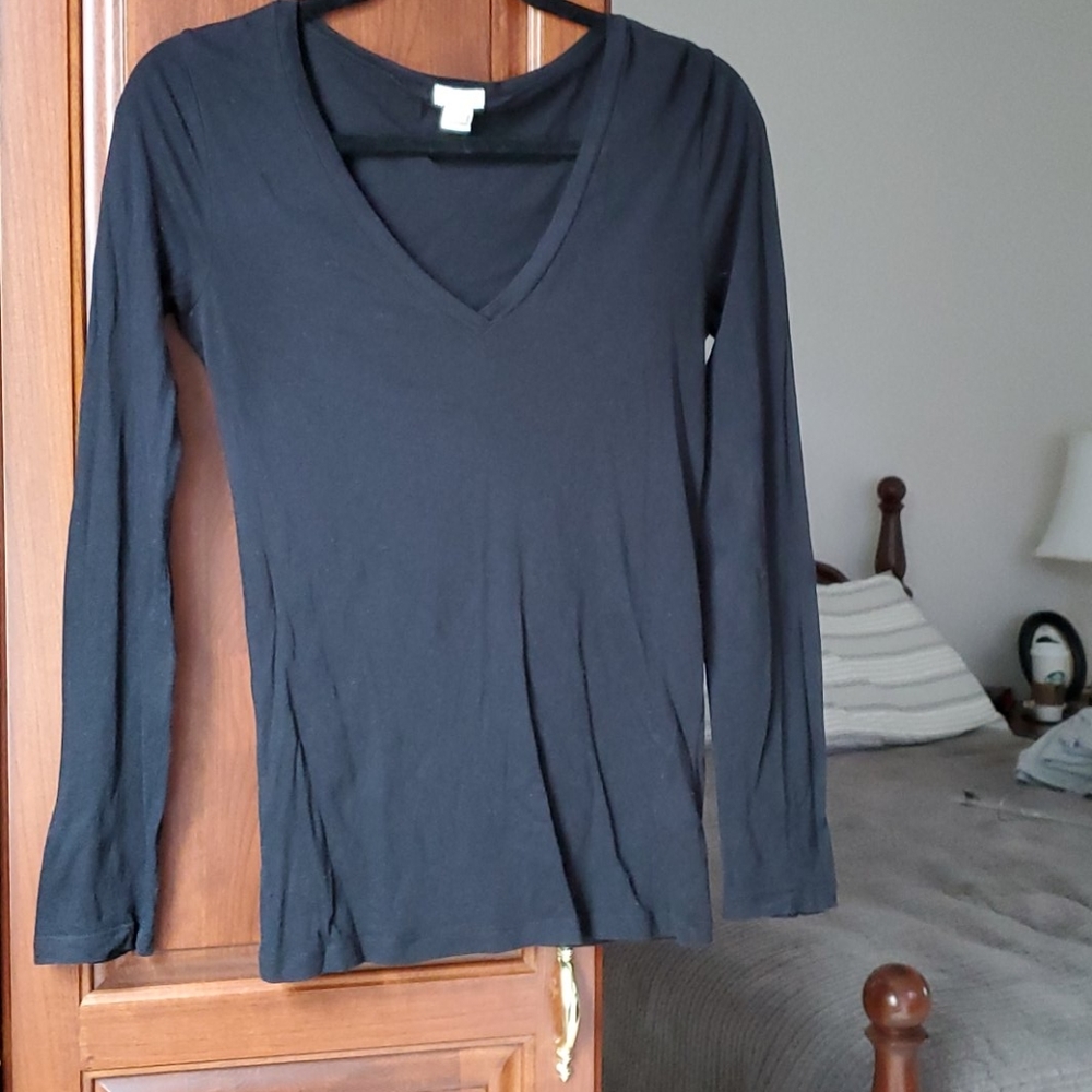 J.Crew Black Long Sleeve Tissue Tee